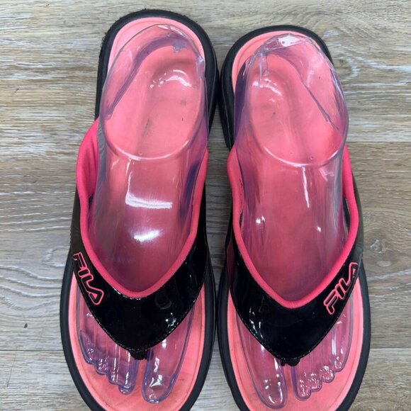Fila  Memory Foam Black/Pink Thong Sandals Women's Size 9.5 - Picture 2 of 6